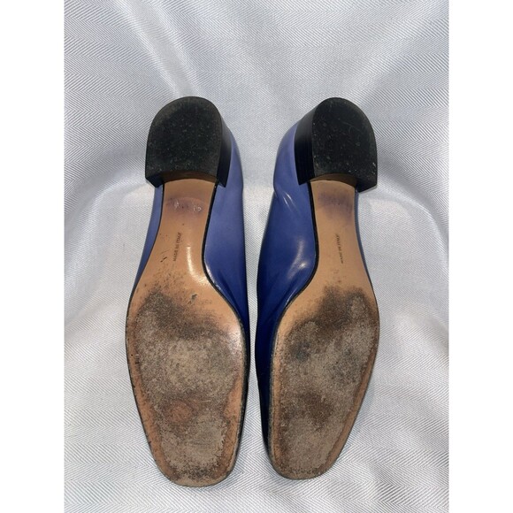 Salvatore Ferragamo Blue Ombré Leather Loafer Silver Signature Logo Women 7 B - Picture 15 of 16